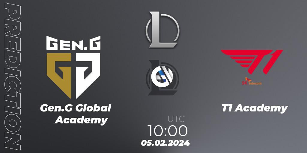 Gen.G Global Academy - T1 Academy: Maç tahminleri. 05.02.2024 at 10:00, LoL, LCK Challengers League 2024 Spring - Group Stage