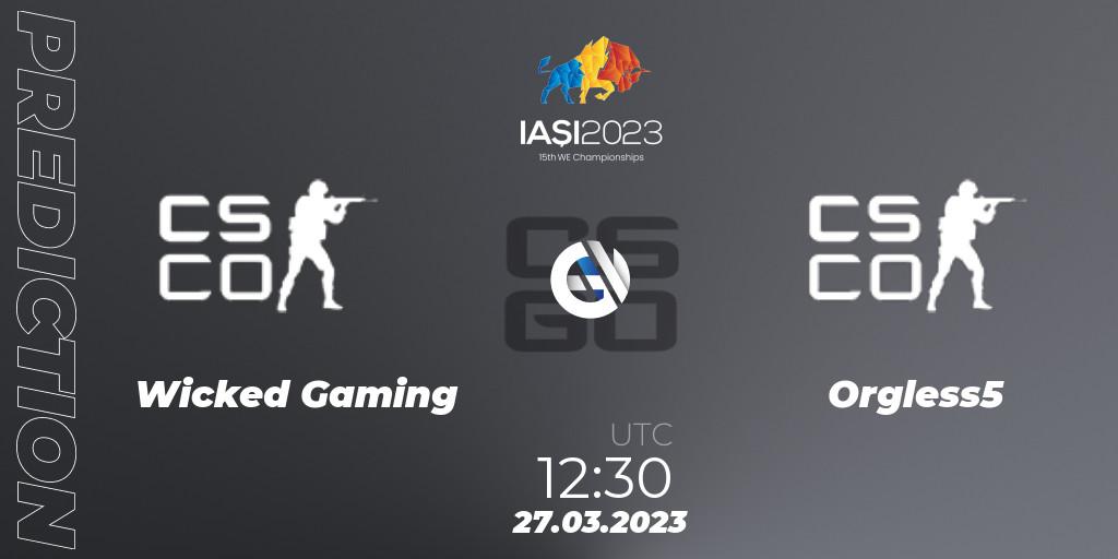 Wicked Gaming - Orgless5: Maç tahminleri. 27.03.23, CS2 (CS:GO), IESF World Esports Championship 2023: Indian Qualifier