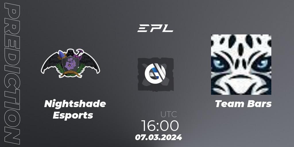 Nightshade Esports - Team Bars: Maç tahminleri. 07.03.2024 at 16:00, Dota 2, European Pro League Season 17: Division 2