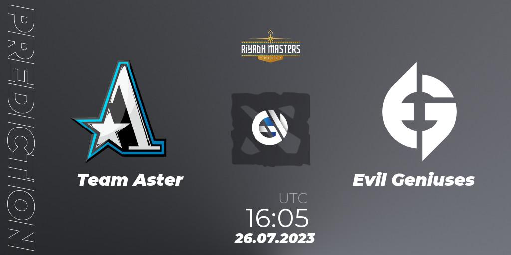 Team Aster - Evil Geniuses: Maç tahminleri. 26.07.23, Dota 2, Riyadh Masters 2023