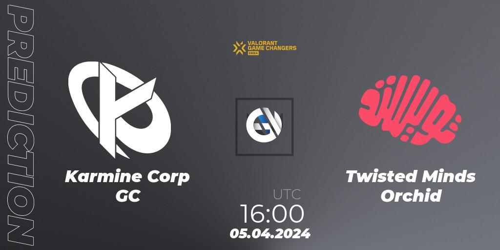 Karmine Corp GC - Twisted Minds Orchid: Maç tahminleri. 05.04.2024 at 16:00, VALORANT, VCT 2024: Game Changers EMEA Contenders Series 1