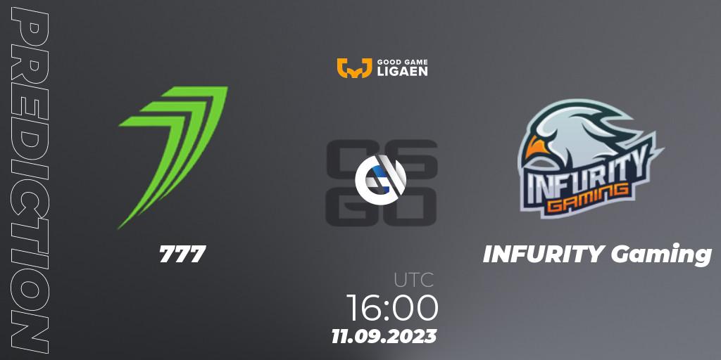 777 - INFURITY Gaming: Maç tahminleri. 11.09.2023 at 16:00, Counter-Strike (CS2), Good Game-ligaen Fall 2023: Regular Season