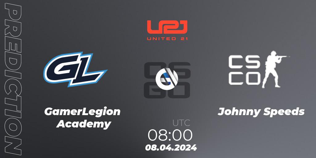 GamerLegion Academy - Johnny Speeds: Maç tahminleri. 08.04.24, CS2 (CS:GO), United21 Season 14