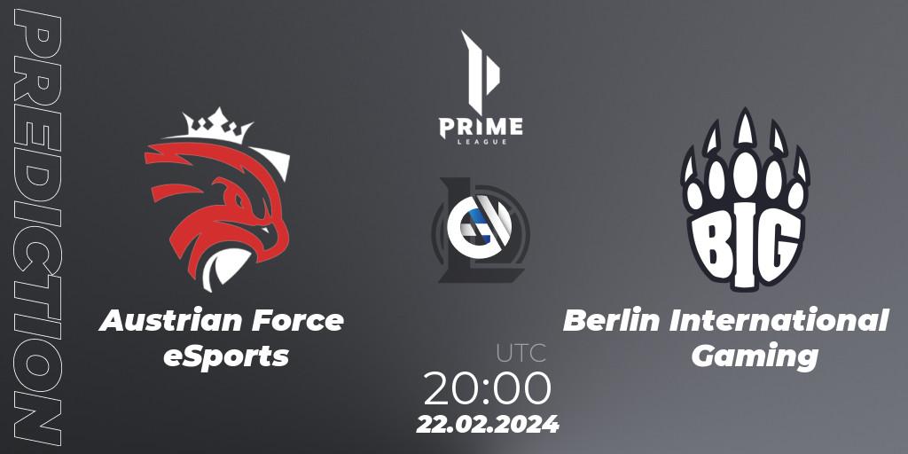 Austrian Force eSports - Berlin International Gaming: Maç tahminleri. 22.02.24, LoL, Prime League Spring 2024 - Group Stage