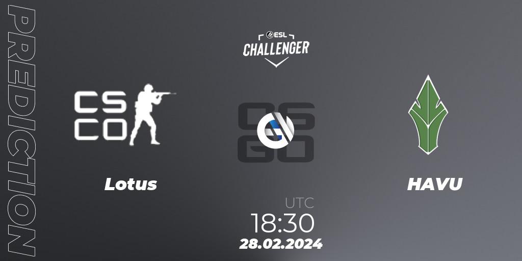 Lotus - HAVU: Maç tahminleri. 28.02.24, CS2 (CS:GO), ESL Challenger #56: European Closed Qualifier