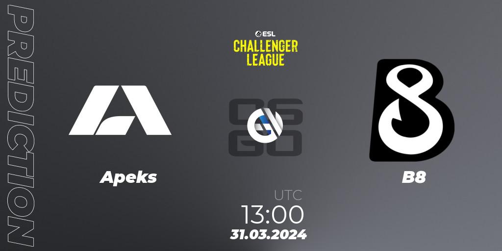 Apeks - B8: Maç tahminleri. 31.03.24, CS2 (CS:GO), ESL Challenger League Season 47: Europe
