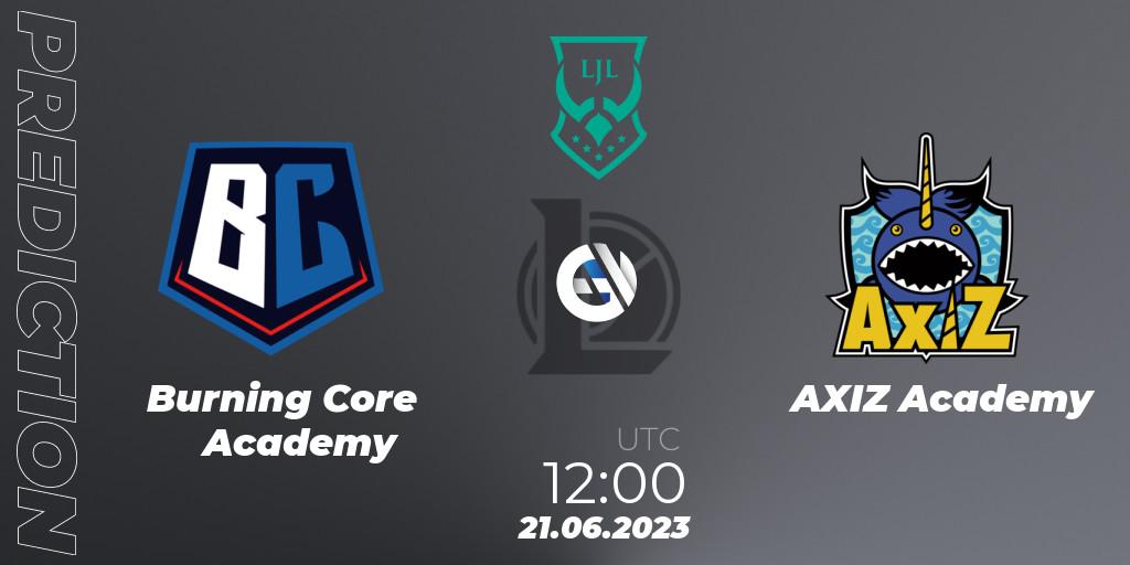 Burning Core Academy - AXIZ Academy: Maç tahminleri. 21.06.2023 at 12:00, LoL, LJL Academy 2023 - Group Stage