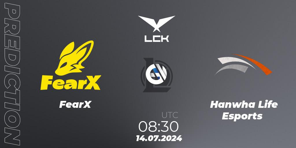 FearX - Hanwha Life Esports: Maç tahminleri. 14.07.2024 at 08:30, LoL, LCK Summer 2024 Group Stage
