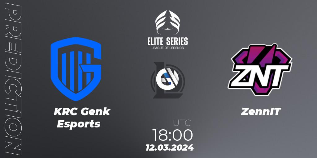 KRC Genk Esports - ZennIT: Maç tahminleri. 12.03.24, LoL, Elite Series Spring 2024