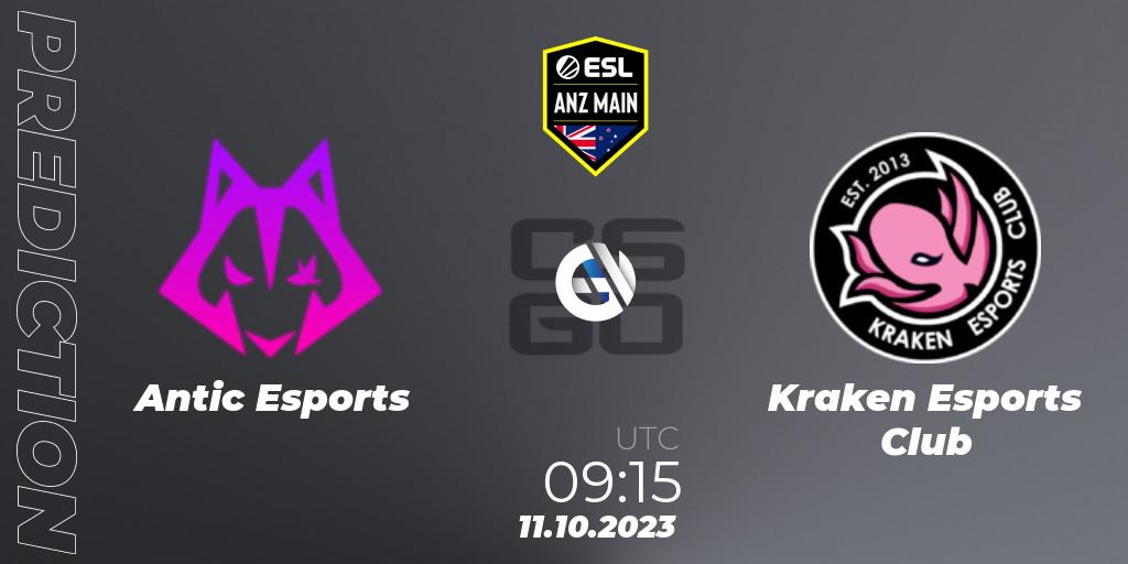 Antic Esports - Kraken Esports Club: Maç tahminleri. 11.10.2023 at 09:15, Counter-Strike (CS2), ESL ANZ Main Season 17