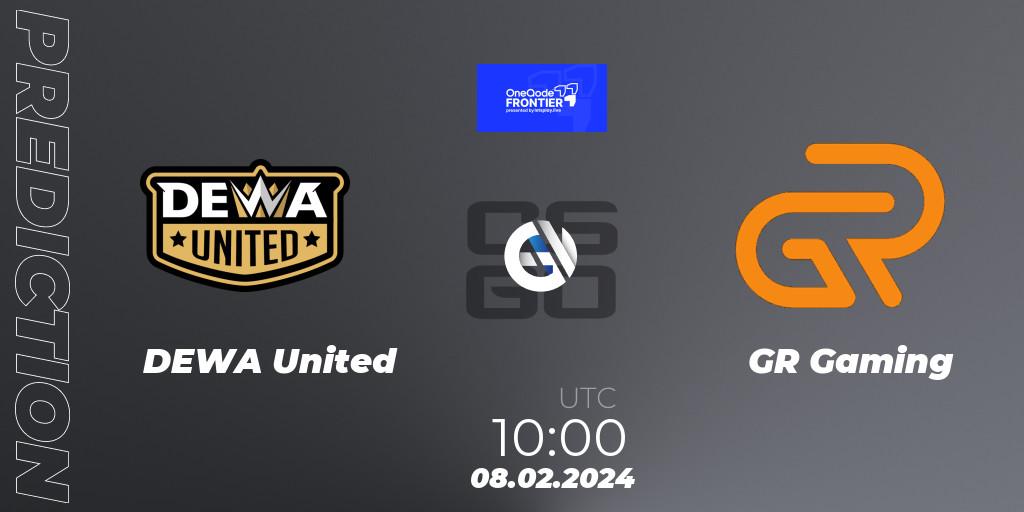 DEWA United - GR Gaming: Maç tahminleri. 08.02.2024 at 10:00, Counter-Strike (CS2), OneQode Frontier