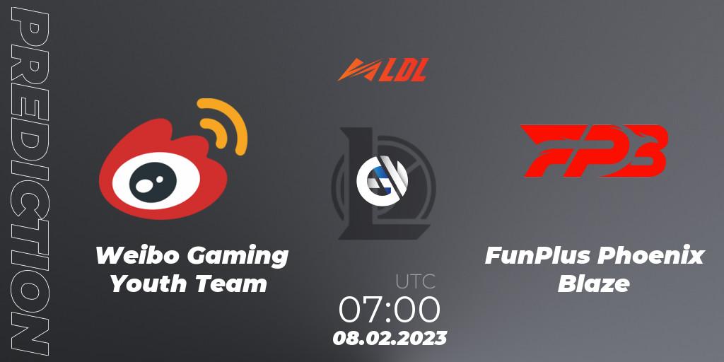 Weibo Gaming Youth Team - FunPlus Phoenix Blaze: Maç tahminleri. 08.02.2023 at 07:00, LoL, LDL 2023 - Swiss Stage