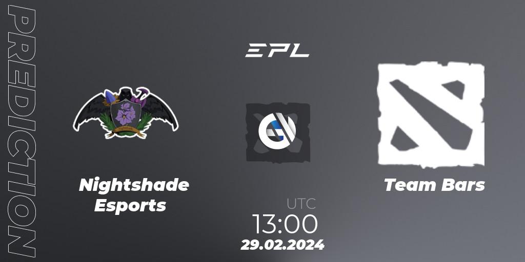 Nightshade Esports - Team Bars: Maç tahminleri. 29.02.2024 at 13:30, Dota 2, European Pro League Season 17: Division 2