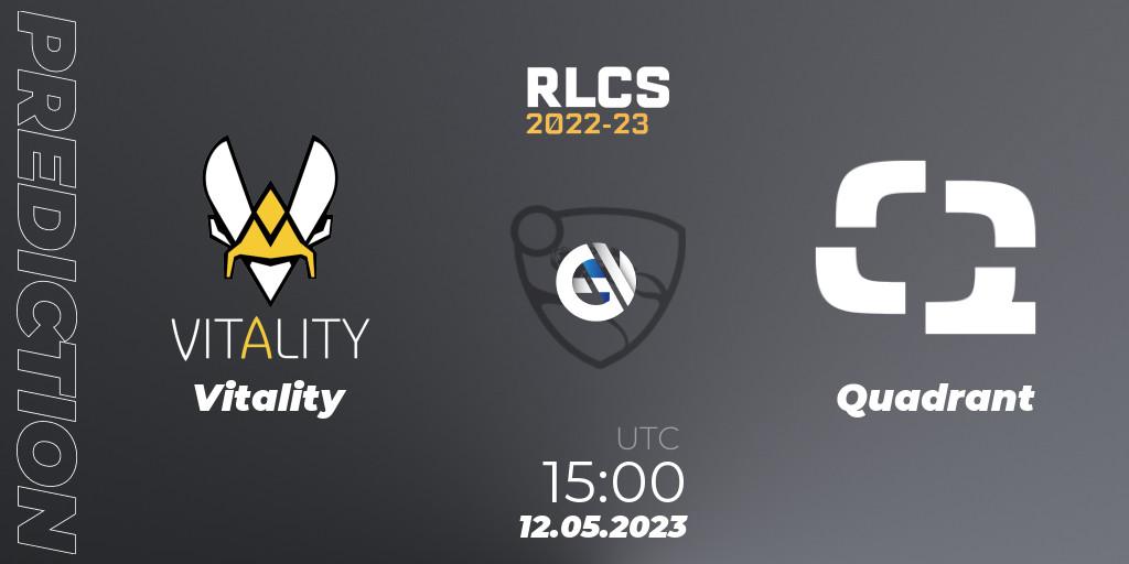 Vitality - Quadrant: Maç tahminleri. 12.05.2023 at 15:00, Rocket League, RLCS 2022-23 - Spring: Europe Regional 1 - Spring Open
