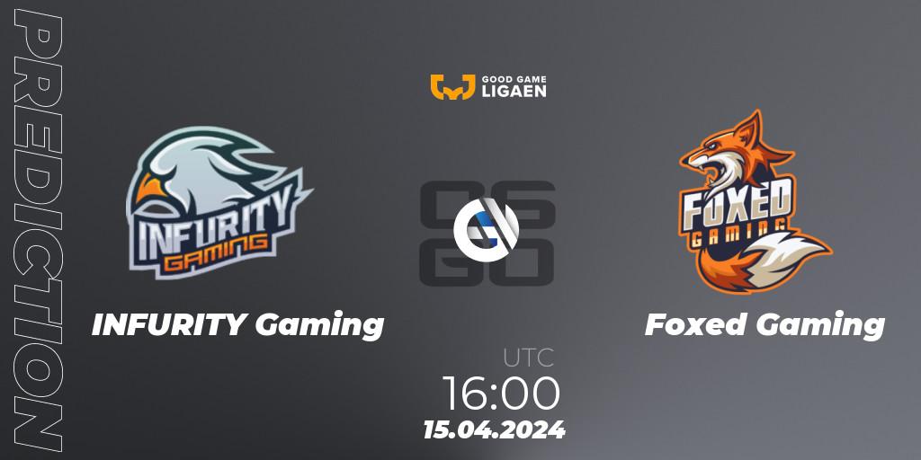 INFURITY Gaming - Foxed Gaming: Maç tahminleri. 15.04.2024 at 16:00, Counter-Strike (CS2), Good Game-ligaen Spring 2024