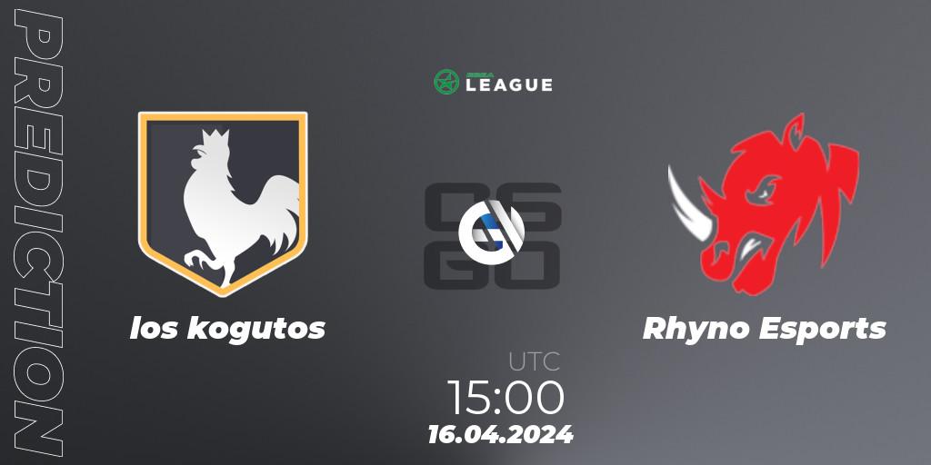 los kogutos - Rhyno Esports: Maç tahminleri. 16.04.2024 at 15:00, Counter-Strike (CS2), ESEA Season 49: Advanced Division - Europe