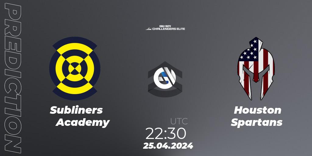 Subliners Academy - Houston Spartans: Maç tahminleri. 25.04.2024 at 22:30, Call of Duty, Call of Duty Challengers 2024 - Elite 2: NA