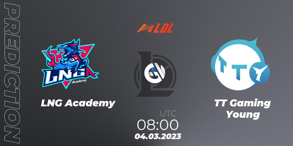 LNG Academy - TT Gaming Young: Maç tahminleri. 04.03.2023 at 09:00, LoL, LDL 2023 - Regular Season