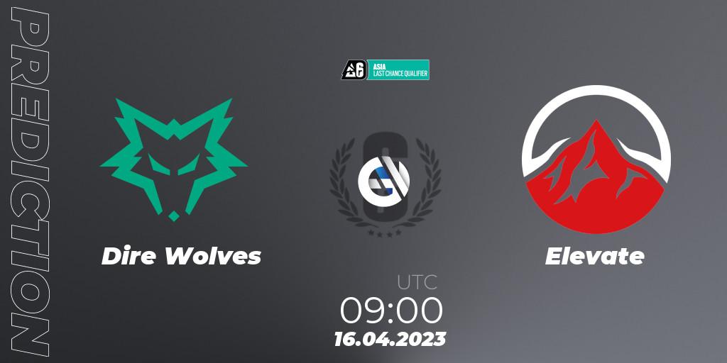 Dire Wolves - Elevate: Maç tahminleri. 16.04.2023 at 08:00, Rainbow Six, Asia League 2023 - Stage 1 - Last Chance Qualifiers