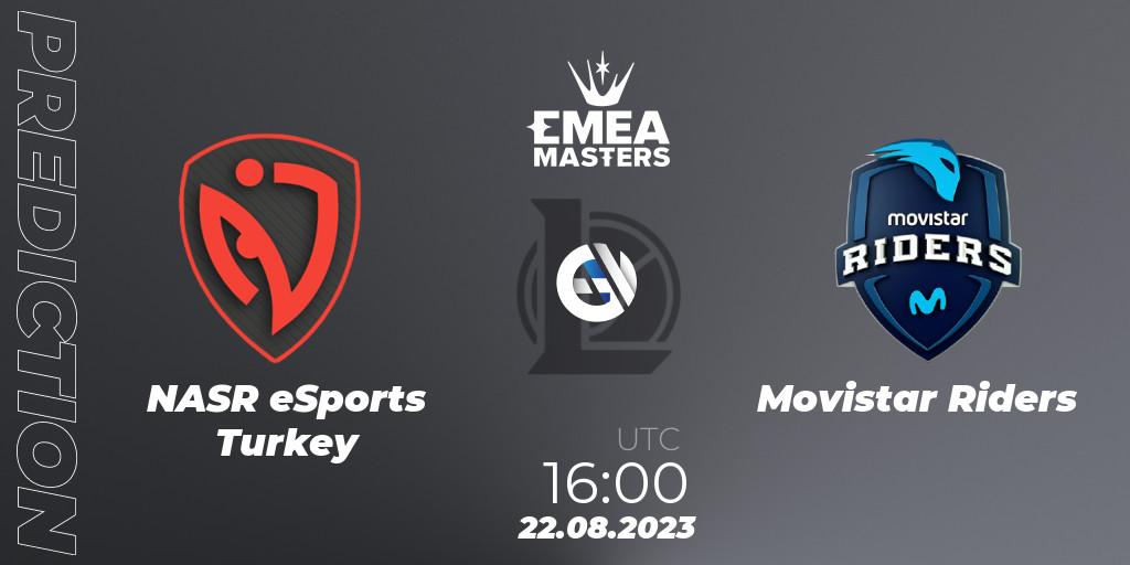 NASR eSports Turkey - Movistar Riders: Maç tahminleri. 22.08.2023 at 16:00, LoL, EMEA Masters Summer 2023