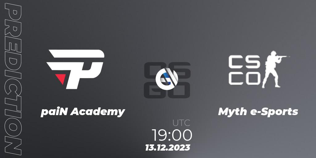 paiN Academy - Myth e-Sports: Maç tahminleri. 13.12.2023 at 19:00, Counter-Strike (CS2), Gamers Club Liga Série A: December 2023