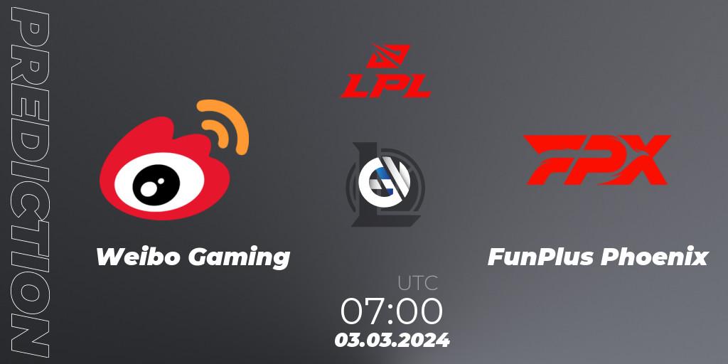 Weibo Gaming - FunPlus Phoenix: Maç tahminleri. 03.03.24, LoL, LPL Spring 2024 - Group Stage
