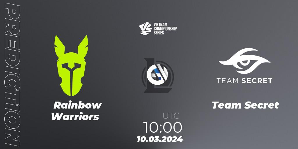 Rainbow Warriors - Team Secret: Maç tahminleri. 10.03.24, LoL, VCS Dawn 2024 - Group Stage