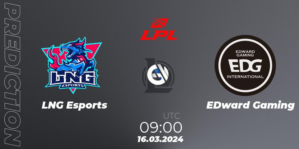 LNG Esports - EDward Gaming: Maç tahminleri. 16.03.24, LoL, LPL Spring 2024 - Group Stage