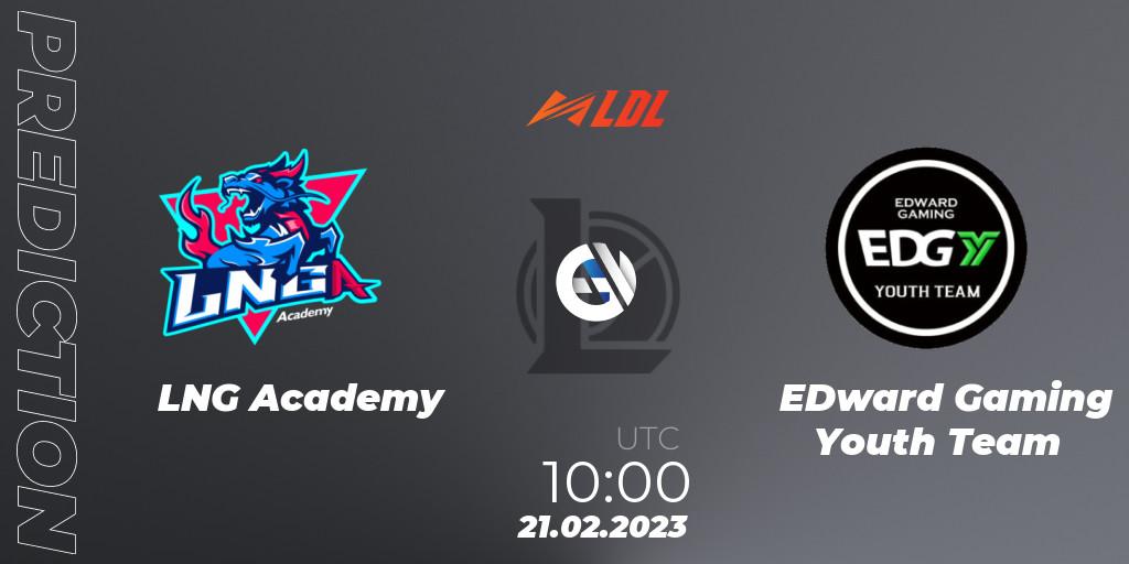 LNG Academy - EDward Gaming Youth Team: Maç tahminleri. 21.02.2023 at 12:15, LoL, LDL 2023 - Regular Season