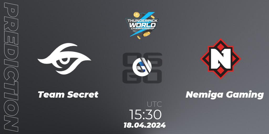 Team Secret - Nemiga Gaming: Maç tahminleri. 18.04.24, CS2 (CS:GO), Thunderpick World Championship 2024: European Series #1