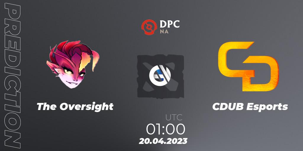 The Oversight - CDUB Esports: Maç tahminleri. 20.04.2023 at 00:55, Dota 2, DPC 2023 Tour 2: NA Division II (Lower)