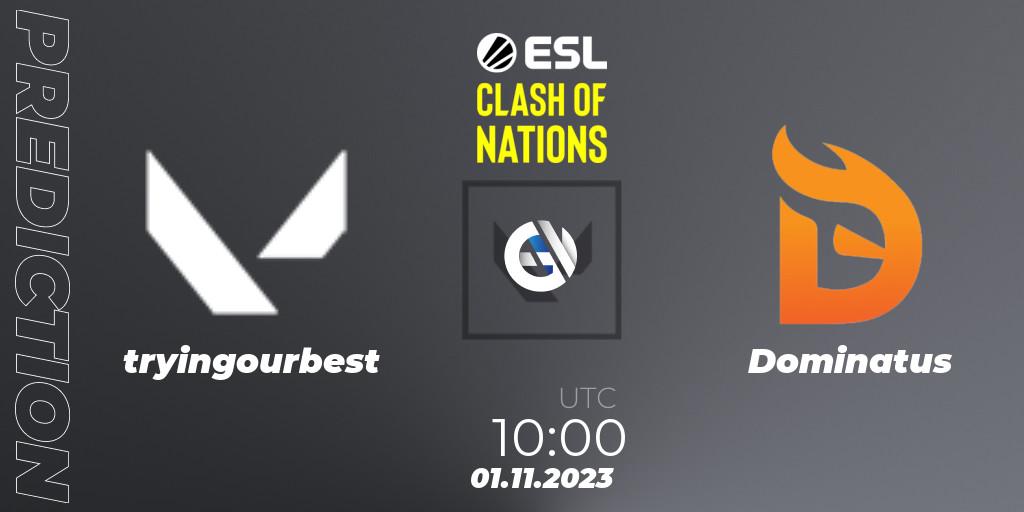 tryingourbest - Dominatus: Maç tahminleri. 01.11.2023 at 10:00, VALORANT, ESL Clash of Nations 2023 - SEA Closed Qualifier