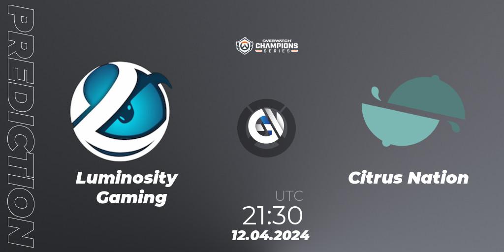 Luminosity Gaming - Citrus Nation: Maç tahminleri. 12.04.2024 at 21:30, Overwatch, Overwatch Champions Series 2024 - North America Stage 2 Group Stage