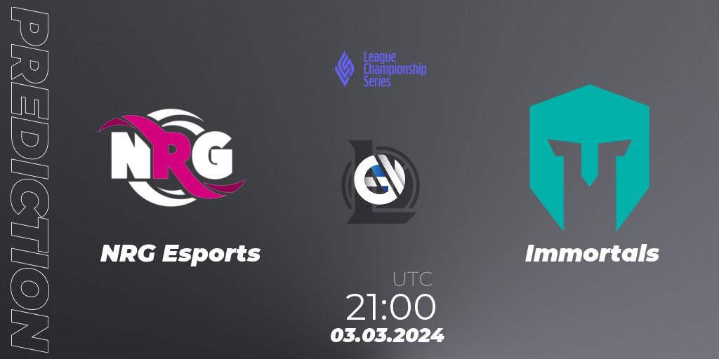 NRG Esports - Immortals: Maç tahminleri. 03.03.2024 at 22:00, LoL, LCS Spring 2024 - Group Stage