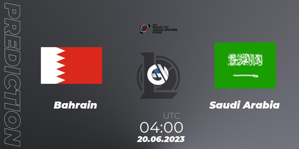 Bahrain - Saudi Arabia: Maç tahminleri. 20.06.2023 at 04:00, LoL, 2022 AESF Road to Asian Games - West Asia