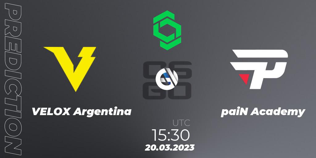 VELOX Argentina - paiN Academy: Maç tahminleri. 20.03.23, CS2 (CS:GO), CCT South America Series #6: Closed Qualifier