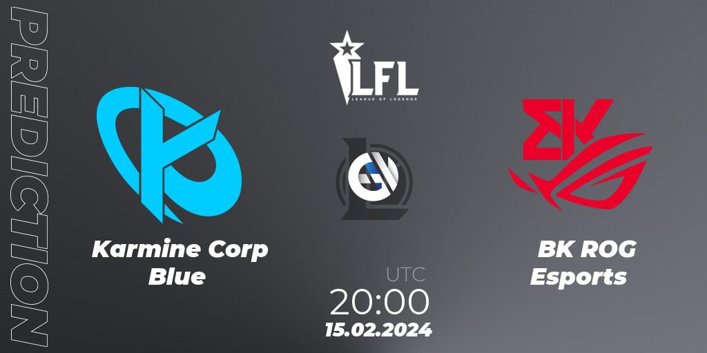 Karmine Corp Blue - BK ROG Esports: Maç tahminleri. 15.02.24, LoL, LFL Spring 2024