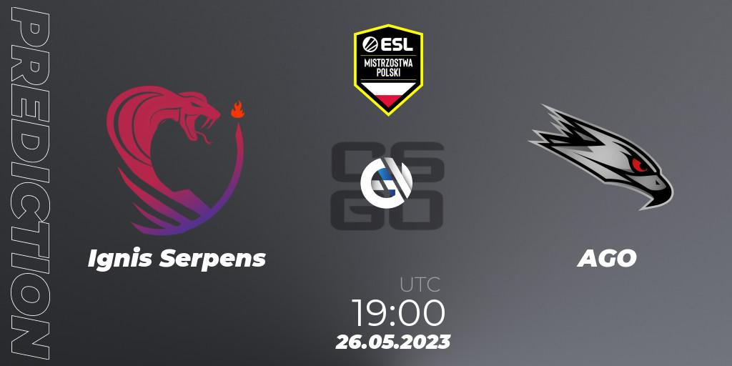 Ignis Serpens - AGO: Maç tahminleri. 26.05.2023 at 19:30, Counter-Strike (CS2), ESL Mistrzostwa Polski Spring 2023