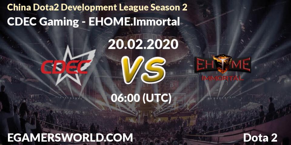 CDEC Gaming - EHOME.Immortal: Maç tahminleri. 28.02.20, Dota 2, China Dota2 Development League Season 2