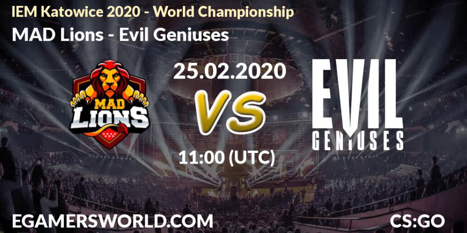 MAD Lions - Evil Geniuses: Maç tahminleri. 25.02.20, CS2 (CS:GO), IEM Katowice 2020 