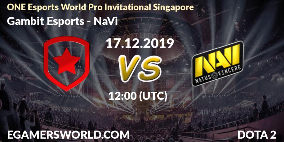 Gambit Esports - NaVi: Maç tahminleri. 17.12.19, Dota 2, ONE Esports World Pro Invitational Singapore