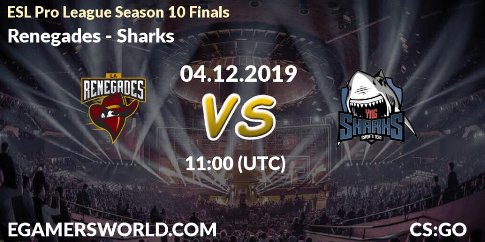 Renegades - Sharks: Maç tahminleri. 04.12.19, CS2 (CS:GO), ESL Pro League Season 10 Finals