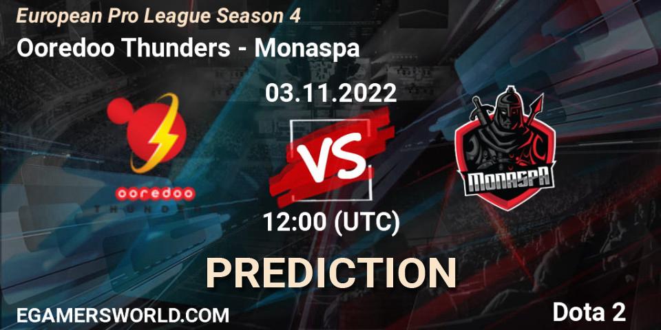 Ooredoo Thunders - Monaspa: Maç tahminleri. 12.11.22, Dota 2, European Pro League Season 4