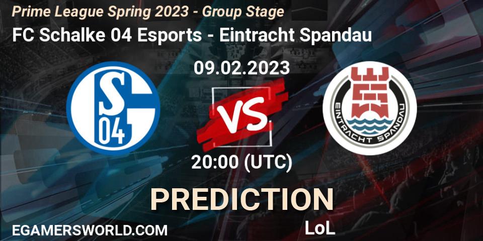 FC Schalke 04 Esports - Eintracht Spandau: Maç tahminleri. 09.02.23, LoL, Prime League Spring 2023 - Group Stage