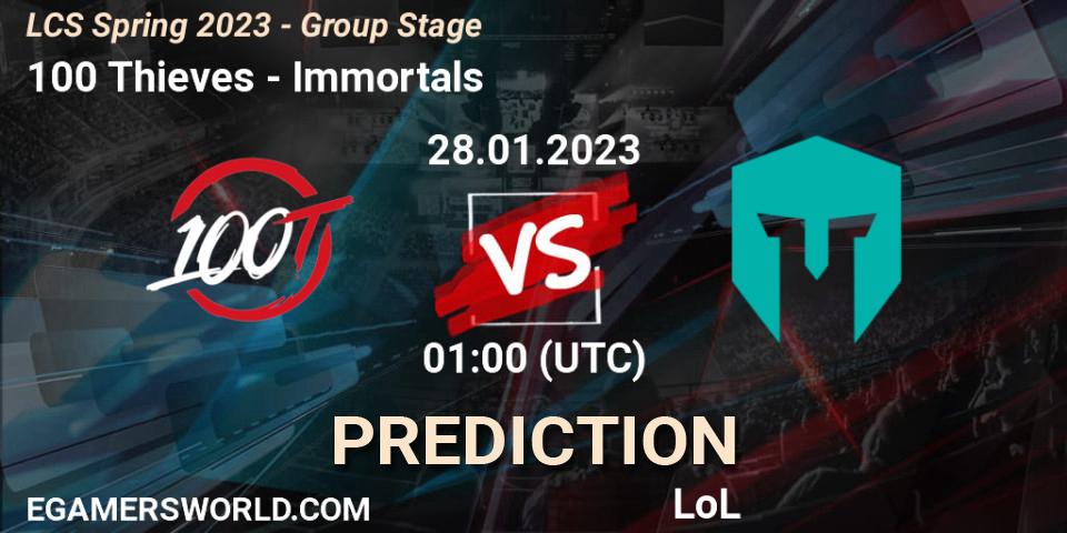 100 Thieves - Immortals: Maç tahminleri. 28.01.23, LoL, LCS Spring 2023 - Group Stage