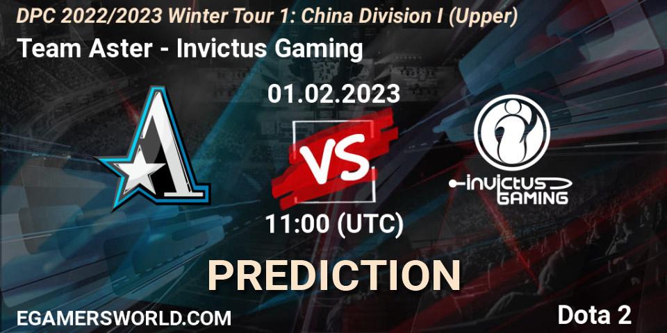 Team Aster - Invictus Gaming: Maç tahminleri. 01.02.23, Dota 2, DPC 2022/2023 Winter Tour 1: CN Division I (Upper)