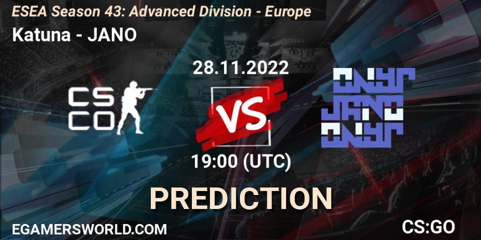Katuna - JANO: Maç tahminleri. 28.11.22, CS2 (CS:GO), ESEA Season 43: Advanced Division - Europe
