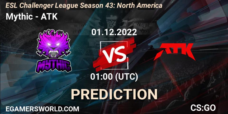Mythic - ATK: Maç tahminleri. 01.12.22, CS2 (CS:GO), ESL Challenger League Season 43: North America