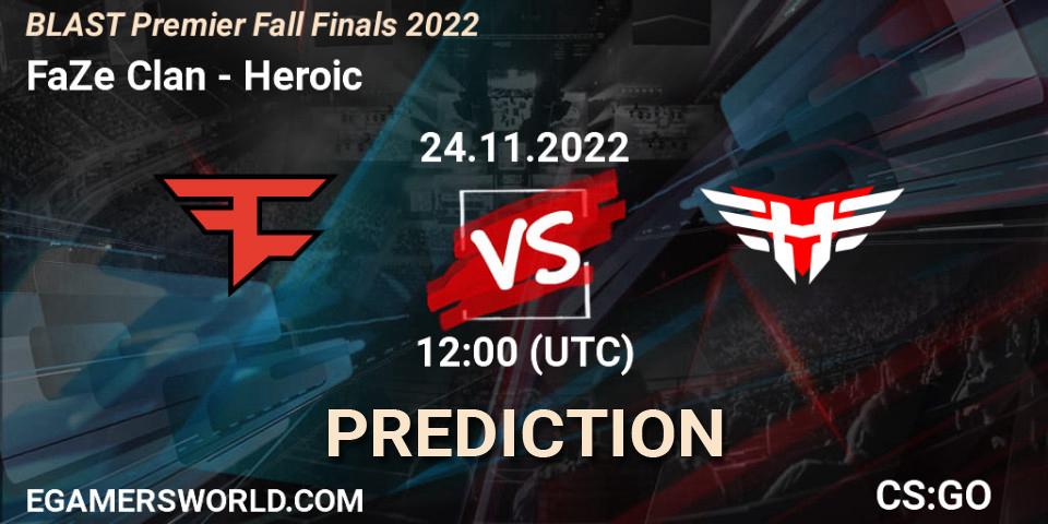 FaZe Clan - Heroic: Maç tahminleri. 24.11.22, CS2 (CS:GO), BLAST Premier Fall Finals 2022