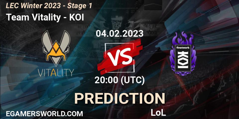 Team Vitality - KOI: Maç tahminleri. 04.02.23, LoL, LEC Winter 2023 - Stage 1